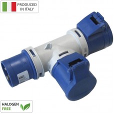 Αντάπτορ Βιομηχανικό Φις Αρσενικό 16A 3P 230V σε 2 Φις Θηλυκό 3P 16A IP44 EC690702